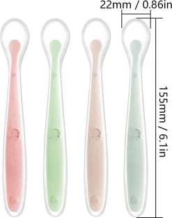 Tomedeks 4 Pièces Cuillères Pour Bébé En Silicone Doux Courbé Cuillère D'Alimentation Pour Bébé Cuillère Large Souple à Partir De 1 Mois Ensemble De Cuillères Pour Bébé Coloré -Fournitures De Cuisine Boutique 947x1200