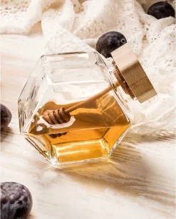 Pot à Miel Avec Cuillère - Pot à Miel En Verres - Pot à Miel - Miel - Cuillère à Miel - Contenu 250 Ml - Dimensions 11 X 9,5 X 5 Cm