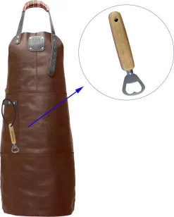 Sorprese Premium – Tablier Bbq – Brun-noir Diamant – Tablier Bbq Homme – 100% Cuir Premium – Y Compris Ouvre-bouteille - Tablier Bbq Cuir Homme
