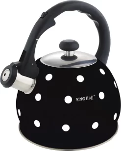 Bouilloire à Gaz à Induction Whistling Kettle 2,0 L 'Rimini Acier Inoxydable Zwart à Pois Witte