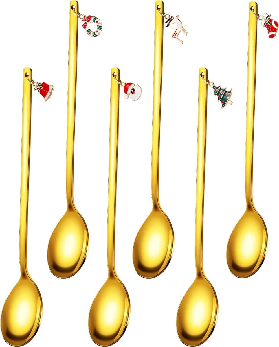 House Of Cuillères à Café Noël Cuillères à Café Set - Cuillères à Café - Cuillères à Café - Cuillères à Café - Acier Inoxydable - 13cm - 6 Pièces - Or 1 House Of Cuillères à Café Noël Cuillères à Café Set - Cuillères à Café - Cuillères à Café - Cuillères à Café - Acier Inoxydable - 13cm - 6 Pièces - Or