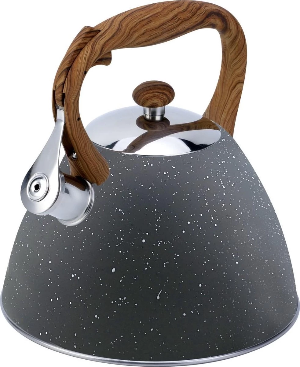 Bouilloire Sifflante Bouilloire 3.0 L '' Tuscany Sky '' Inox Anthracite Mat Pointillé - Grain De Bois 1 Bouilloire Sifflante Bouilloire 3.0 L '' Tuscany Sky '' Inox Anthracite Mat Pointillé - Grain De Bois