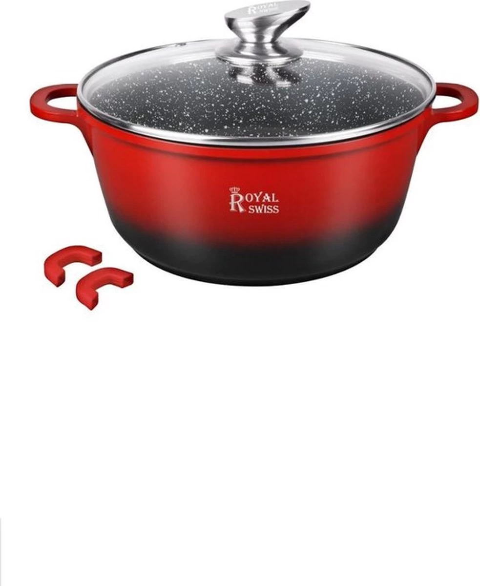 Royal Swiss Induction Casserole 20 Cm Ensemble De Casseroles Avec Revêtement Antiadhésif Et Revêtement En Pierre Couvercle En Verres Couleur Rouge 2 Royal Swiss Induction Casserole 20 Cm Ensemble De Casseroles Avec Revêtement Antiadhésif Et Revêtement En Pierre Couvercle En Verres Couleur Rouge – Image 2