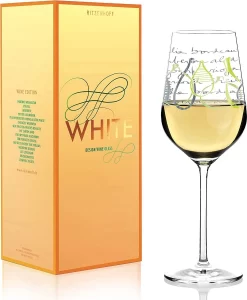 RITZENHOFF White White Verre à Vin White De Virginia Romo, En Verre De Cristal, 360 Ml, Avec Une Teneur En Platine Précieux, 1 Pièce (1 Pièce)