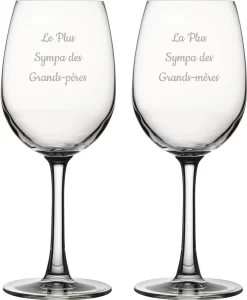 Verre à Vin Witte Gravé - 36cl - Le Plus Sympa Des Grands-Pères & La Plus Sympa Des Grands-mères