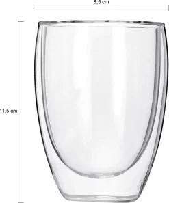 Verre à Café Krumble - Verres à Double Paroi - Set De 4 - 300 Ml - Verres à Café - Verres à Verres à Thé - Tasses - Verres Caffe Verres à Café - Verres à Cappuccino - Passe Au Lave-vaisselle - 8,8 X 8,8 X 11,5 Cm -Fournitures De Cuisine Boutique 997x1200